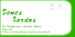denes kordos business card