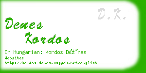 denes kordos business card